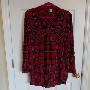 Red/Black H&M Flannel Button up Size 8